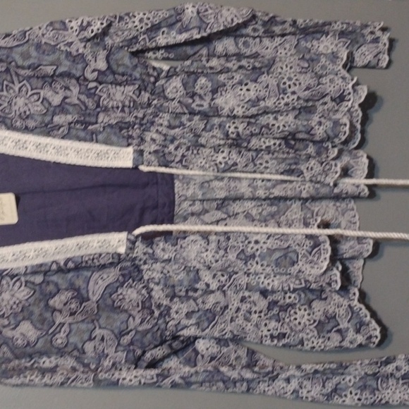 FREE PEOPLE Anissa Floral Print Embroidered Tie-Front Bed Jacket  size xs - Picture 8 of 12